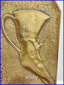 One Of A Kind Victorian Brass Wall Hanging Candle Holders Deer Stag Rhyton