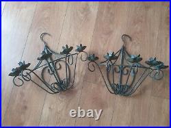 One Pair Metal Tole Decorative Candle Sconce & Flower Holder Metal Wall Art