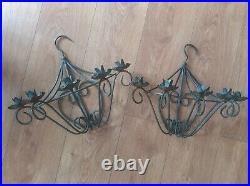 One Pair Metal Tole Decorative Candle Sconce & Flower Holder Metal Wall Art