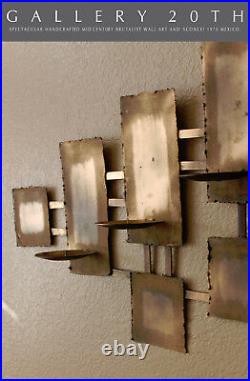 Orig. Brutalist Abstract Metal Wall Art! Candle Holders! MID Century Modern Vtg