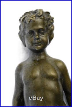 Original Aldo Vitaleh Young Nude Boy Wall Candle Holder Bronze Sculpture Statue