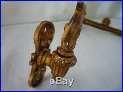 Original Antique Gilt Brass Extending Accordion Candle Holders Wall Sconce Piano