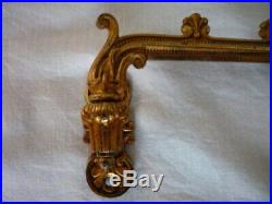 Original Antique Gilt Brass Extending Accordion Candle Holders Wall Sconce Piano