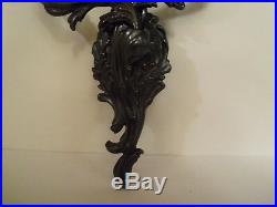 Ornate Cast Iron Two Arm Wall Sconce Heavy 2001 withSymbol 16T Candle Holders