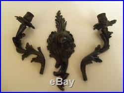 Ornate Cast Iron Two Arm Wall Sconce Heavy 2001 withSymbol 16T Candle Holders