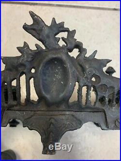 Ornate Vintage Antique Cast Iron Wall Art Hanging Candle Holder Sconce Snuffer