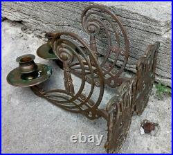 PAIR Antique FRENCH Art Nouveau Brass/Bronze Piano / Wall Candle Sconce Holders