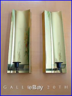 PAIR BRASS MID CENTURY MODERN WALL SCONCE! Candle Light Vtg Eames 50s 60s Holder