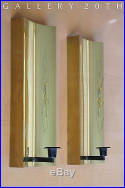 PAIR BRASS MID CENTURY MODERN WALL SCONCE! Candle Light Vtg Eames 50s 60s Holder