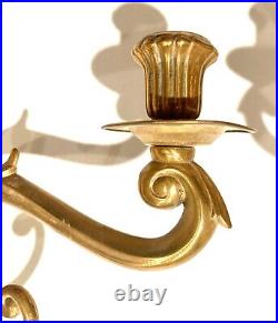 PAIR French Empire/Neoclassic Bronze/Brass Candle Sconces Torchiere Torch Style