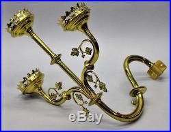 PAIR NEO gothic altar religious Wall candelabras candle holders church metal