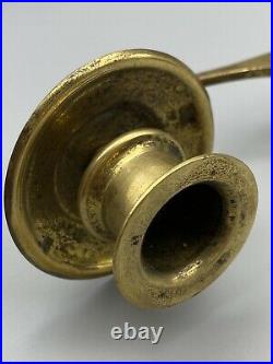 PAIR OF ANTIQUE ART NOUVEAU BRASS PIANO WALL SCONCE CANDLEHOLDERS c. 1890