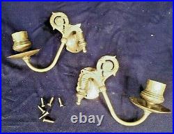 PAIR OF EARLY 20th CENTURY BRASS WALL MOUNT CANDLE SCONCES