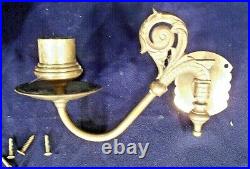 PAIR OF EARLY 20th CENTURY BRASS WALL MOUNT CANDLE SCONCES