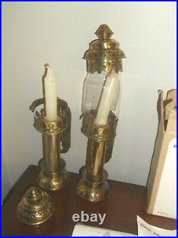 PAIR Vintage BRASS Wall Sconce CANDLE HOLDER Lamp LIGHT Lantern RAILROAD Train