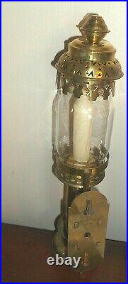 PAIR Vintage BRASS Wall Sconce CANDLE HOLDER Lamp LIGHT Lantern RAILROAD Train