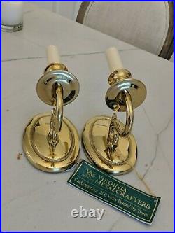 PAIR of Virginia Metalcrafters Colonial Williamsburg Brass WALL SCONCES