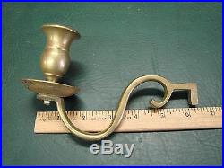 Pair 1730 Antique Brass English Wall Sconces Detachable Three Arm Candleholders