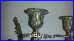 Pair 19C Antique/Vintage French ROCOCO Bronze Wall Sconces Candle holders