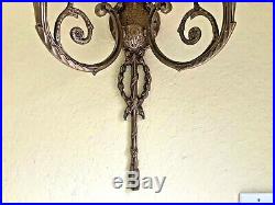 Pair 25 Vintage Bard Intl Bronze Metal Candelabra Candle Holder Wall Sconces