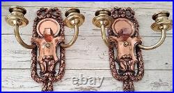 Pair (2) Antique 19th C. Victorian Heavy Brass/copper Candle Wall Sconces