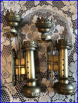 Pair 2 Antique Bronze Brass Double Candle Holders Gothic Wall Sconce