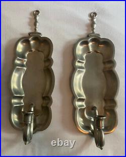 Pair (2)Vintage Colonial Pewter by Boardman Wall Mount Candle Sconces