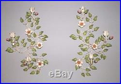 Pair (2) Vintage Italy Tole Floral Candle Holder Rose Buds 22 Tall Wall Sconce
