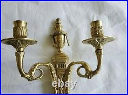 Pair (2) Vintage -Solid Polish Brass Wall Sconces Two Candle Light 14 x 9