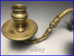Pair Antique Brass Wall mounted Candlesticks Ornate Figural Antique