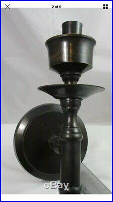Pair Bombay Company Bronze/Steel 15 Taper Candle Holder Wall Sconce