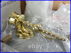 Pair Brass Crackle Hurricane Glass Wall Sconce Candle Holder India 15 Vtg New