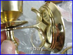 Pair Brass Crackle Hurricane Glass Wall Sconce Candle Holder India 15 Vtg New