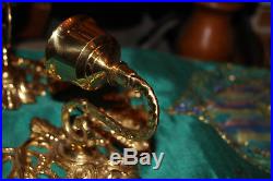 Pair Brass Metal Victorian Style Wall Mounted Candle Holder Sconces-Gold Scrolls