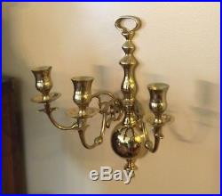 Pair Brass VIRGINIA METALCRAFTERS 3 Arm 13 Candle Holder Wall Sconces #20034 B