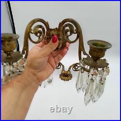 Pair Candle Holder Wall Hanging Crystal Brass Heavy Candle Holder Wall