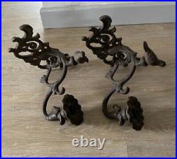 Pair Candle Sconces French Candelabra 2 Holders Wall Mounted Art Nouveau Old