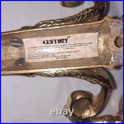 Pair Century Brass Double Arm Candle Holders Wall Sconces