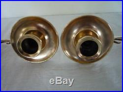 Pair Decorative Arts Crafts Brass Candlestick Holder Wall Candle Sconce Piano