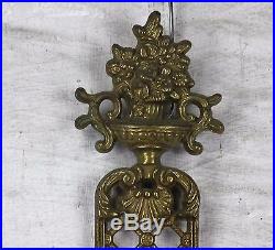 Pair French Brass Wall Sconces Candelabras Victorian era Limoges Sevres 3 arms