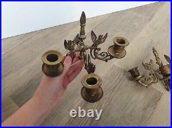 Pair French Bronze Birds Piano Candlesticks / wall sonces
