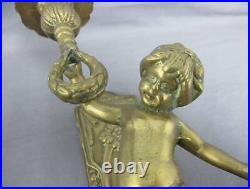 Pair Gorgeous Wall Mounted Sconces Candle Holders Putti Cherub Angels Brass Mark