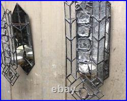 Pair Gothic Style Clear Candle Wall Sconces Richard J. Macdonald Stained Glass