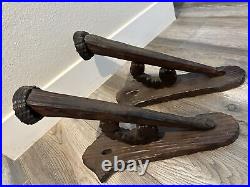 Pair Gothic Vtg 13 Old Wood Candle Holder Wooden Wall Sconce Wall Mount