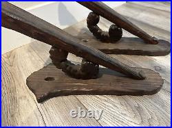 Pair Gothic Vtg 13 Old Wood Candle Holder Wooden Wall Sconce Wall Mount