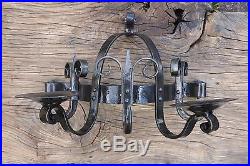 Pair Gothic Wrought Iron Wall Lights / Candle Holder Vintage
