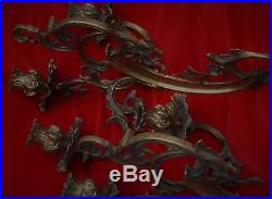 Pair LARGE Heavy Antique French Bronze Wall (Sconces) Candle holders ROCOCO 21