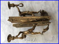Pair Lancini Italy CHERUB Ornate Bronze Wall Candle Holders Sconces