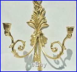 Pair Large 24 Vintage Gold Metal Candelabra Candle Holder Wall Sconces #5201