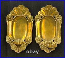 Pair Mottahedeh Large Brass 18 1/2 Candle Wall Sconces